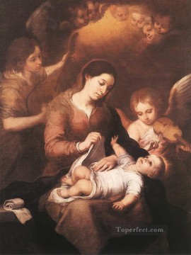  Esteban Obras - María y el Niño con ángeles tocando música Barroco español Bartolomé Esteban Murillo